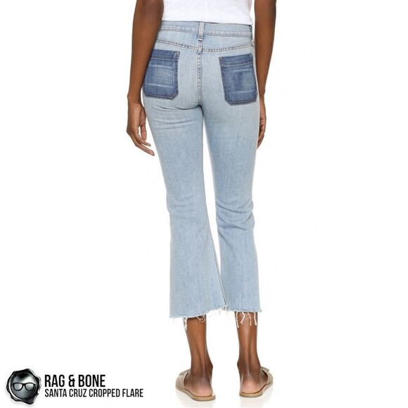 RAG & BONE SANTA CRUZ FLARE CROP JEANS IN PATCH VARICK WOMEN’S SIZE 28 RAW HEM - Picture 3 of 16